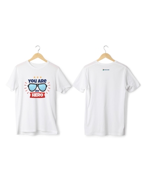 You are My Hero Greys & Blues Pima Round Neck T-shirt - White